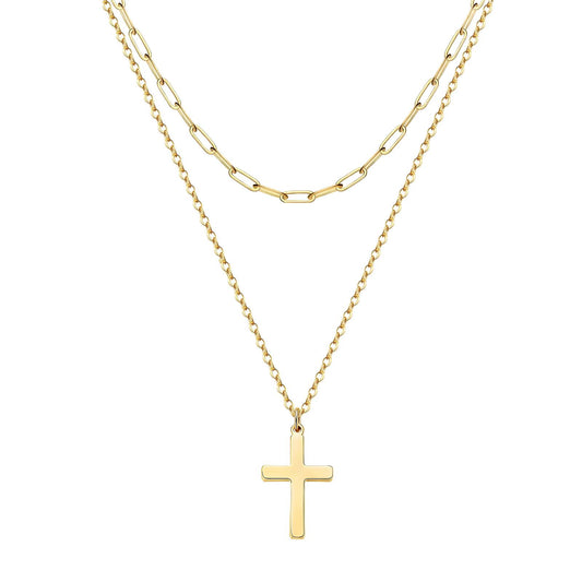 18K gold plated Stainless steel  Crosses necklace