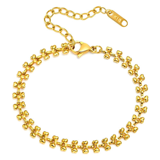 18K gold plated Stainless steel  Hearts bracelet