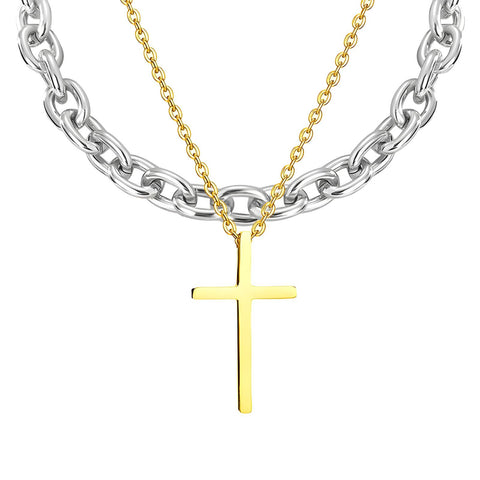 18K gold plated Stainless steel  Crosses necklace