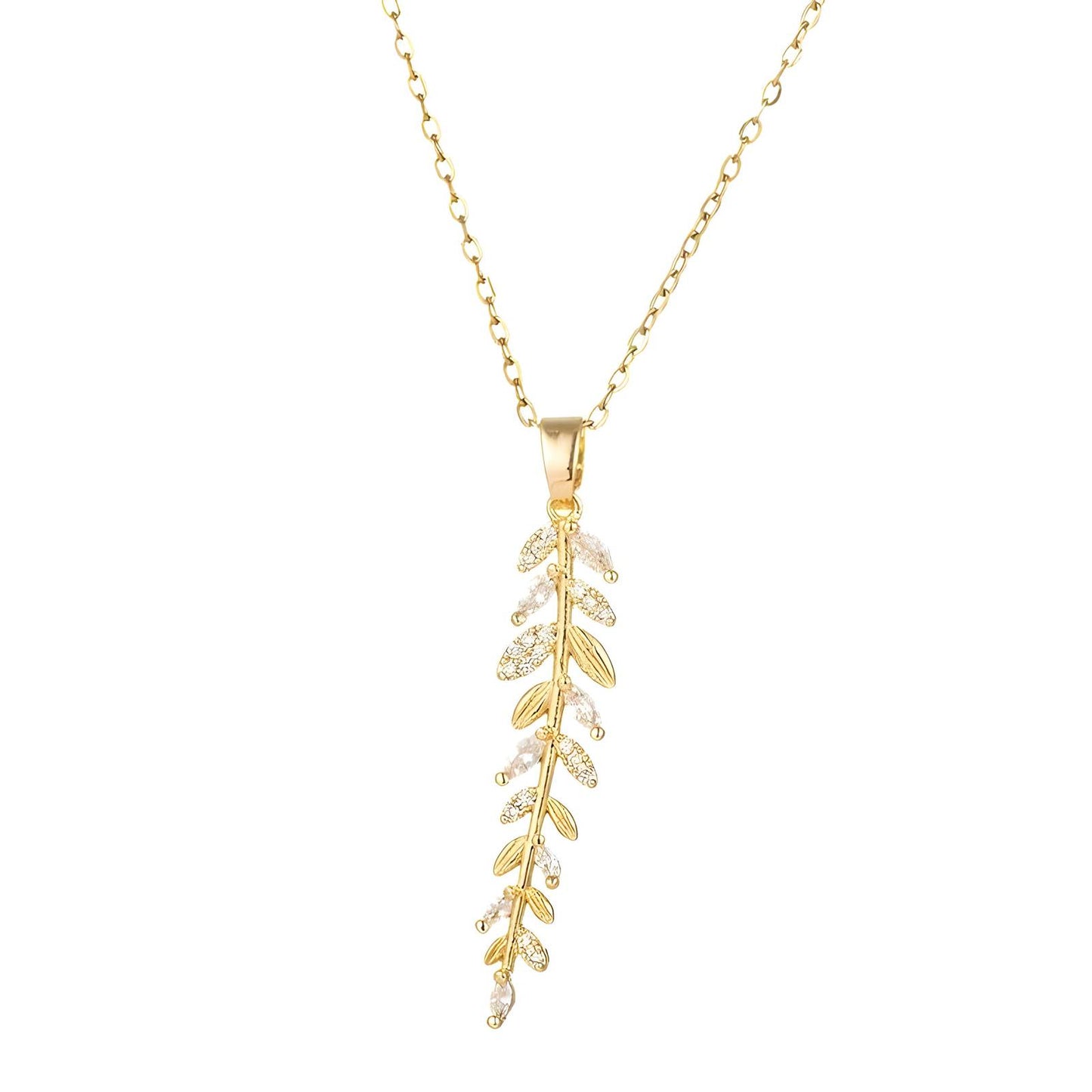 18K gold plated Stainless steel  Leafs necklace