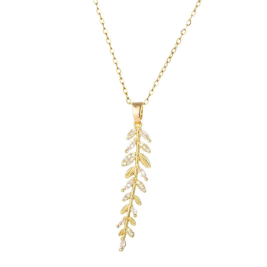 18K gold plated Stainless steel  Leafs necklace