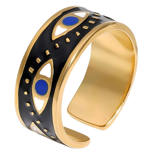 18K gold plated Stainless steel  Evil Eye finger ring