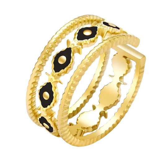18K gold plated Stainless steel  Evil Eyes finger ring