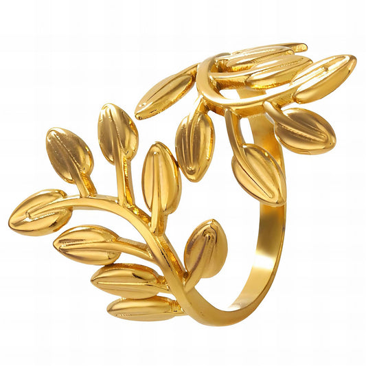 18K gold plated Stainless steel  Leafs finger ring