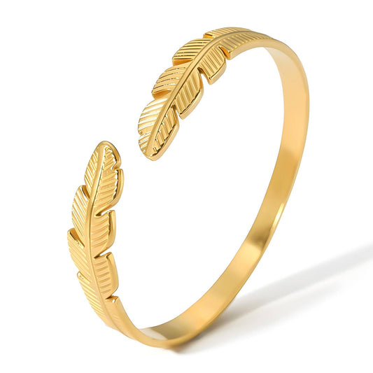 18K gold plated Stainless steel  Leafs bracelet