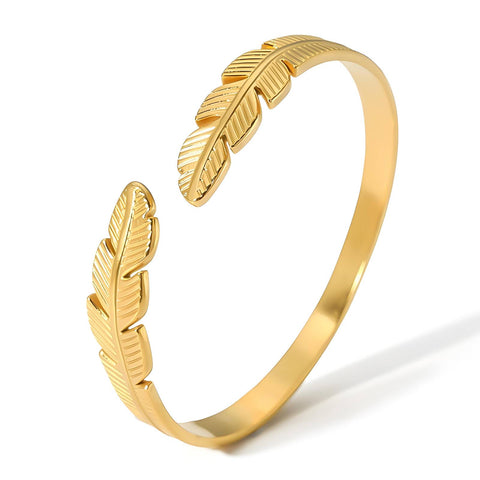 18K gold plated Stainless steel  Leafs bracelet