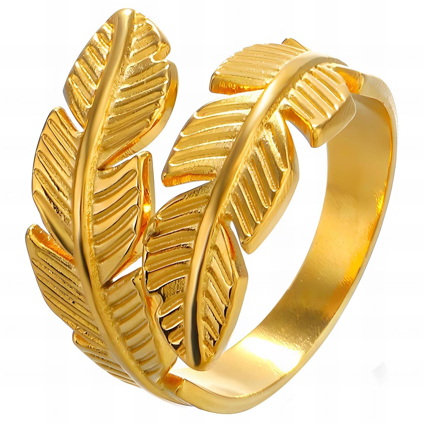 18K gold plated Stainless steel  Leafs finger ring