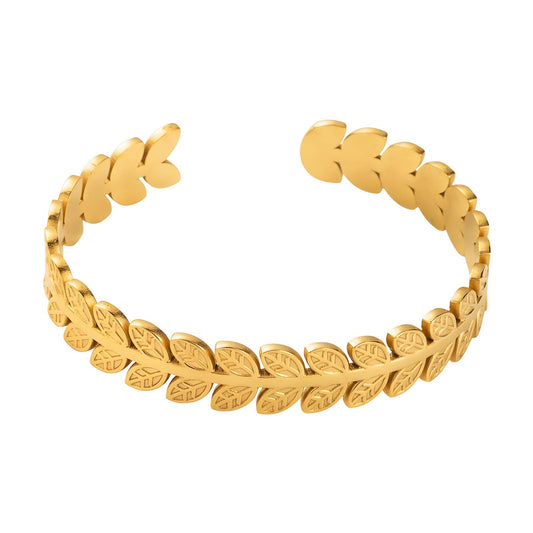 18K gold plated Stainless steel  Leafs bracelet