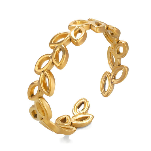 18K gold plated Stainless steel  Leafs finger ring
