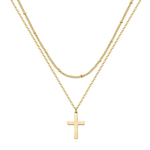 18K gold plated Stainless steel  Crosses necklace