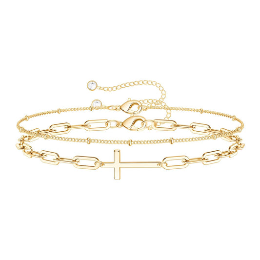 18K gold plated Stainless steel  Crosses bracelet