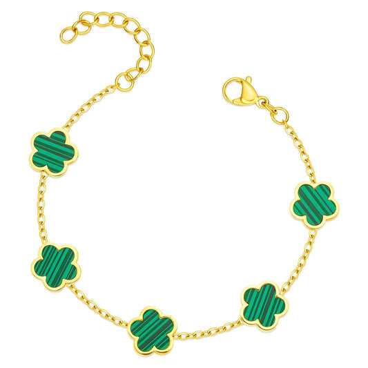18K gold plated Stainless steel  Flowers bracelet