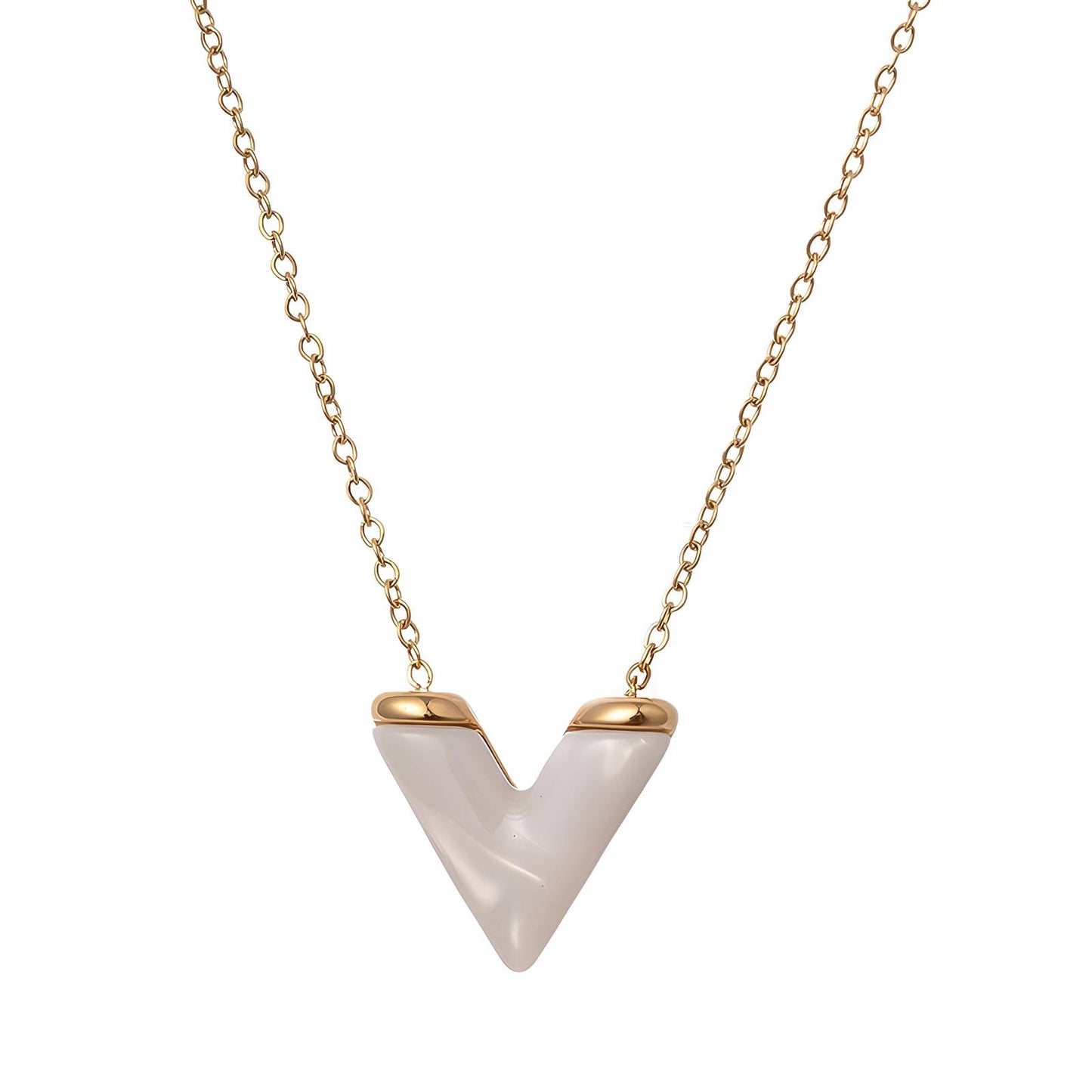 18K gold plated Stainless steel  Letter V necklace