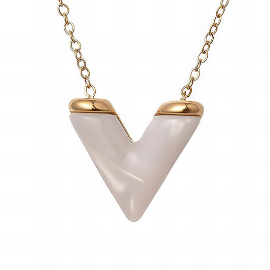 18K gold plated Stainless steel  Letter V necklace