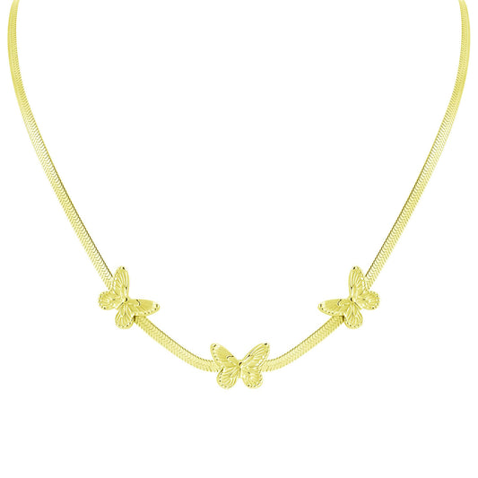 18K gold plated Stainless steel  Butterflies necklace