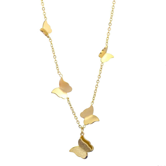 18K gold plated Stainless steel  Butterflies necklace