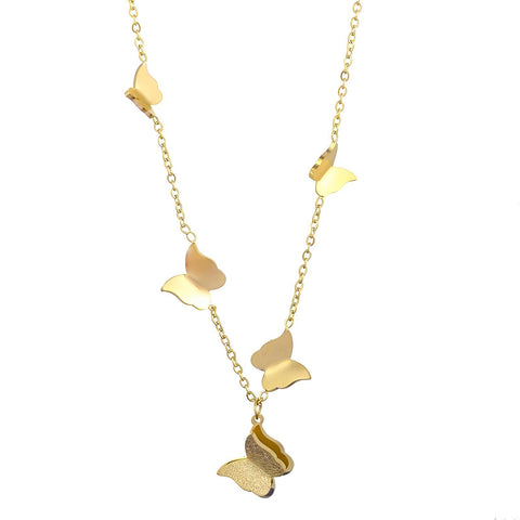 18K gold plated Stainless steel  Butterflies necklace