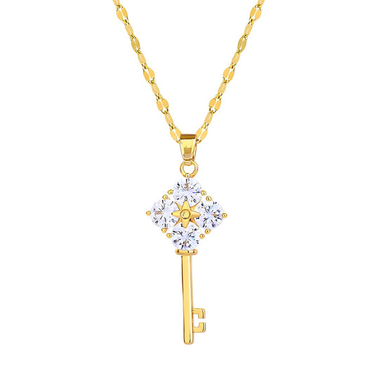 18K gold plated Stainless steel  Key necklace