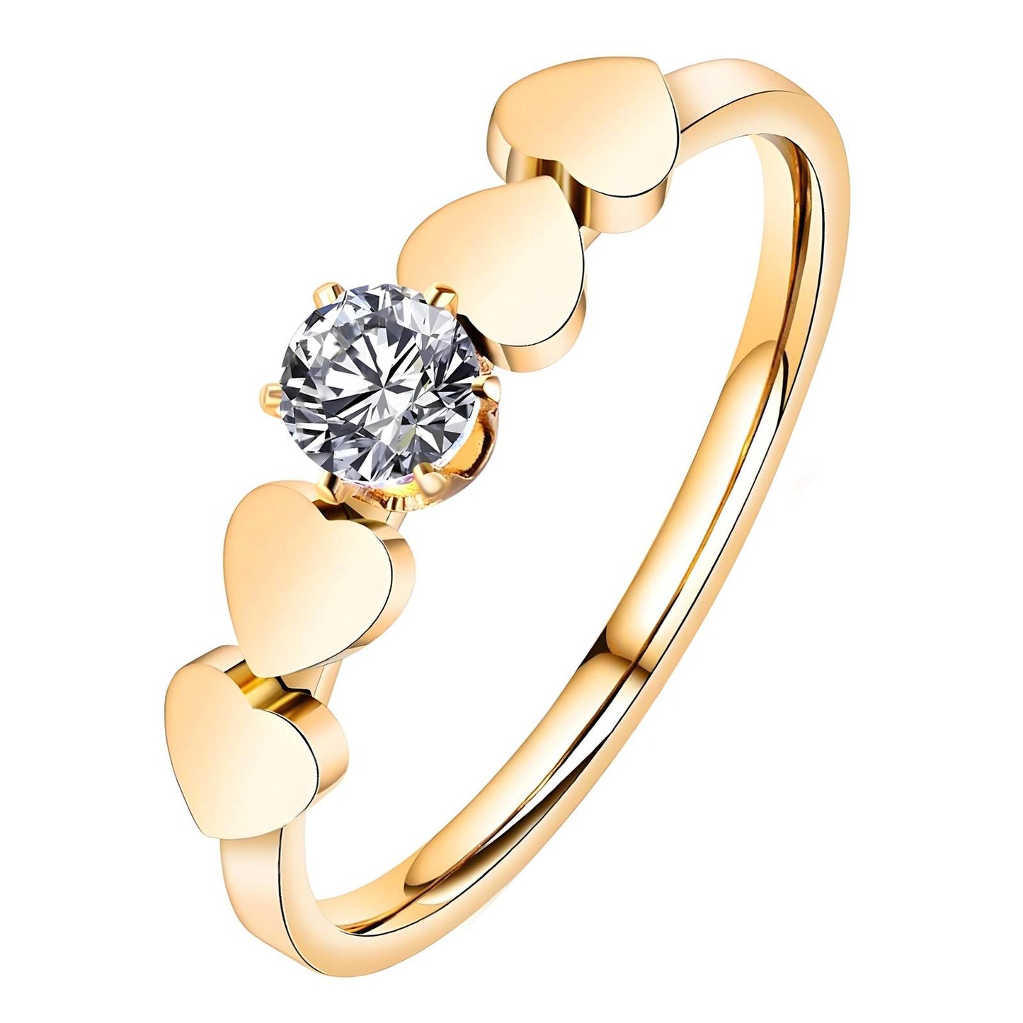 18K gold plated Stainless steel  Hearts finger ring