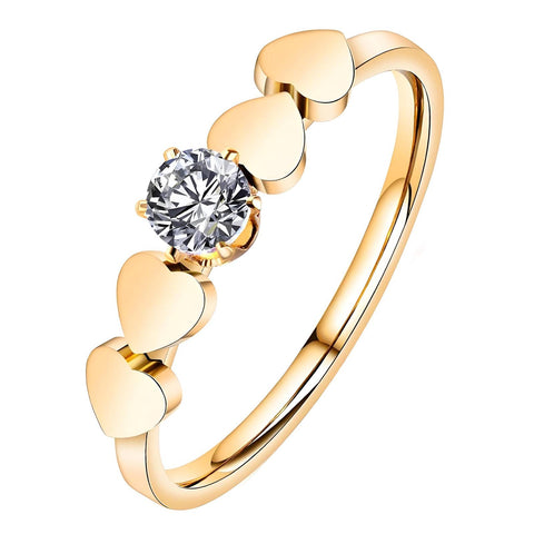 18K gold plated Stainless steel  Hearts finger ring