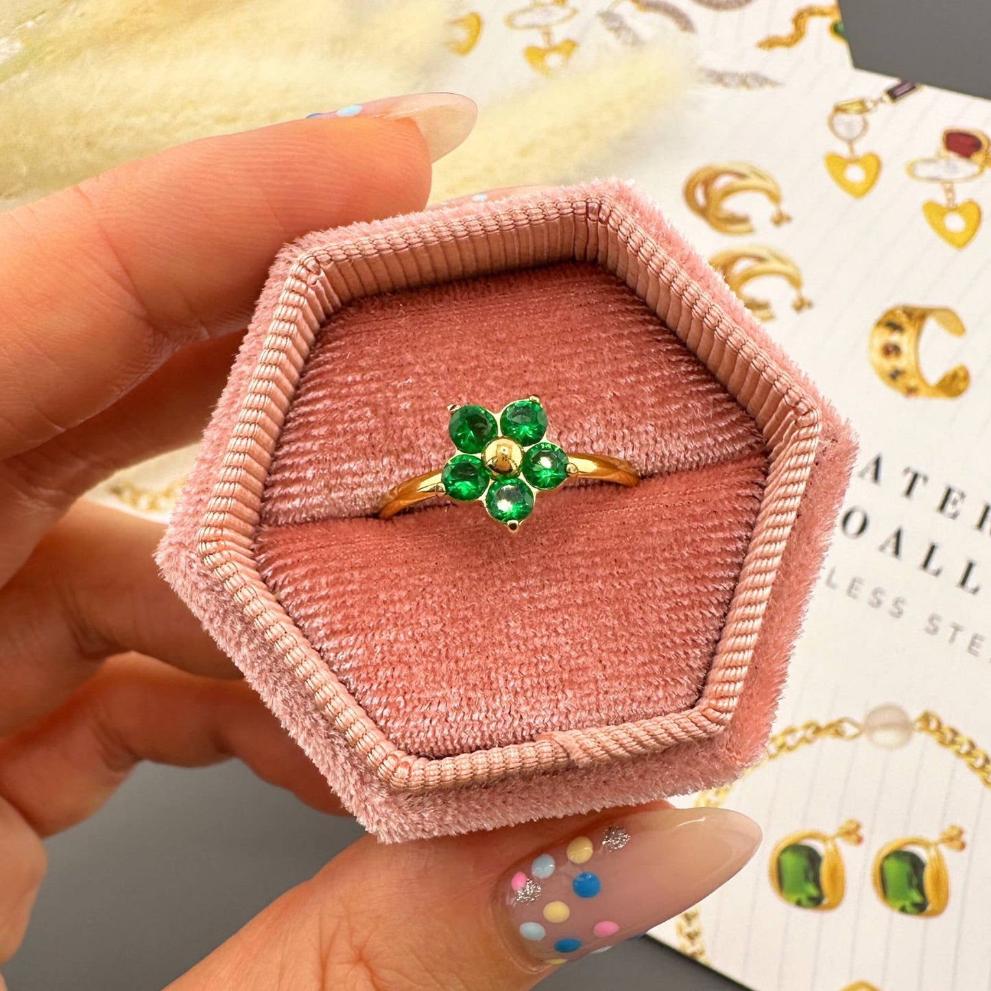 18K gold plated Stainless steel  Flower finger ring