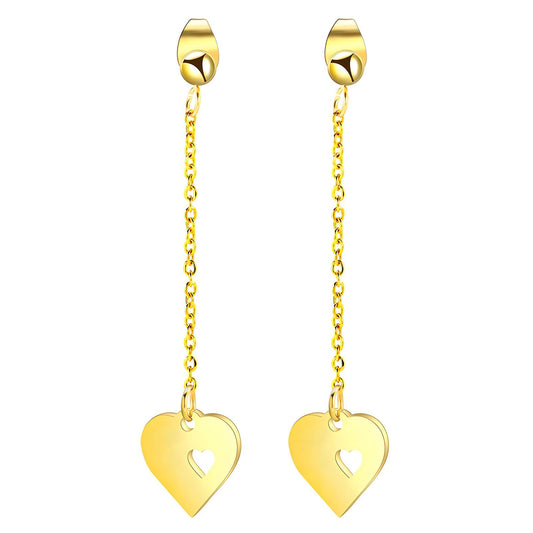 18K gold plated Stainless steel  Hearts earrings