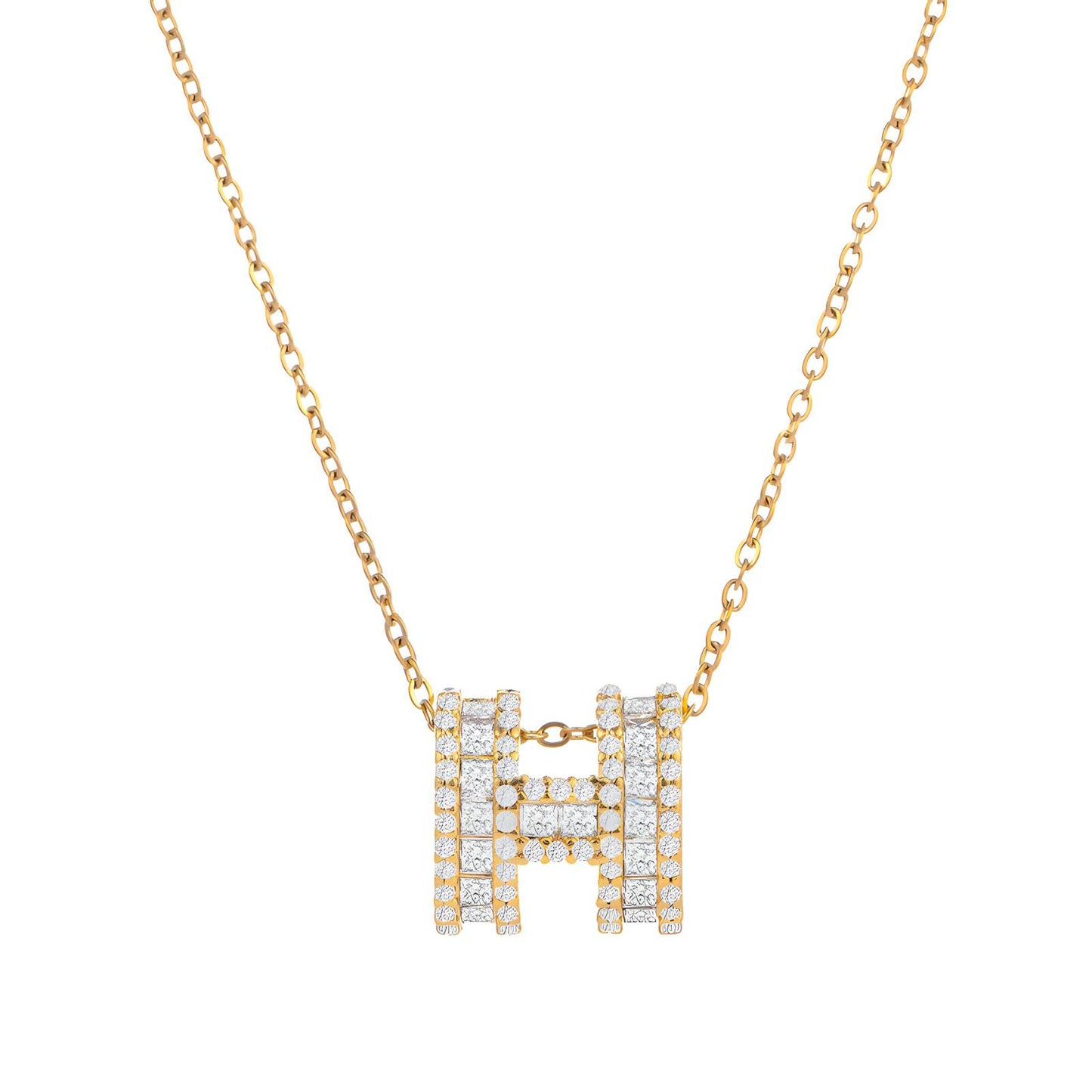 18K gold plated Stainless steel  Letter H necklace