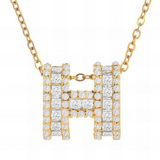 18K gold plated Stainless steel  Letter H necklace