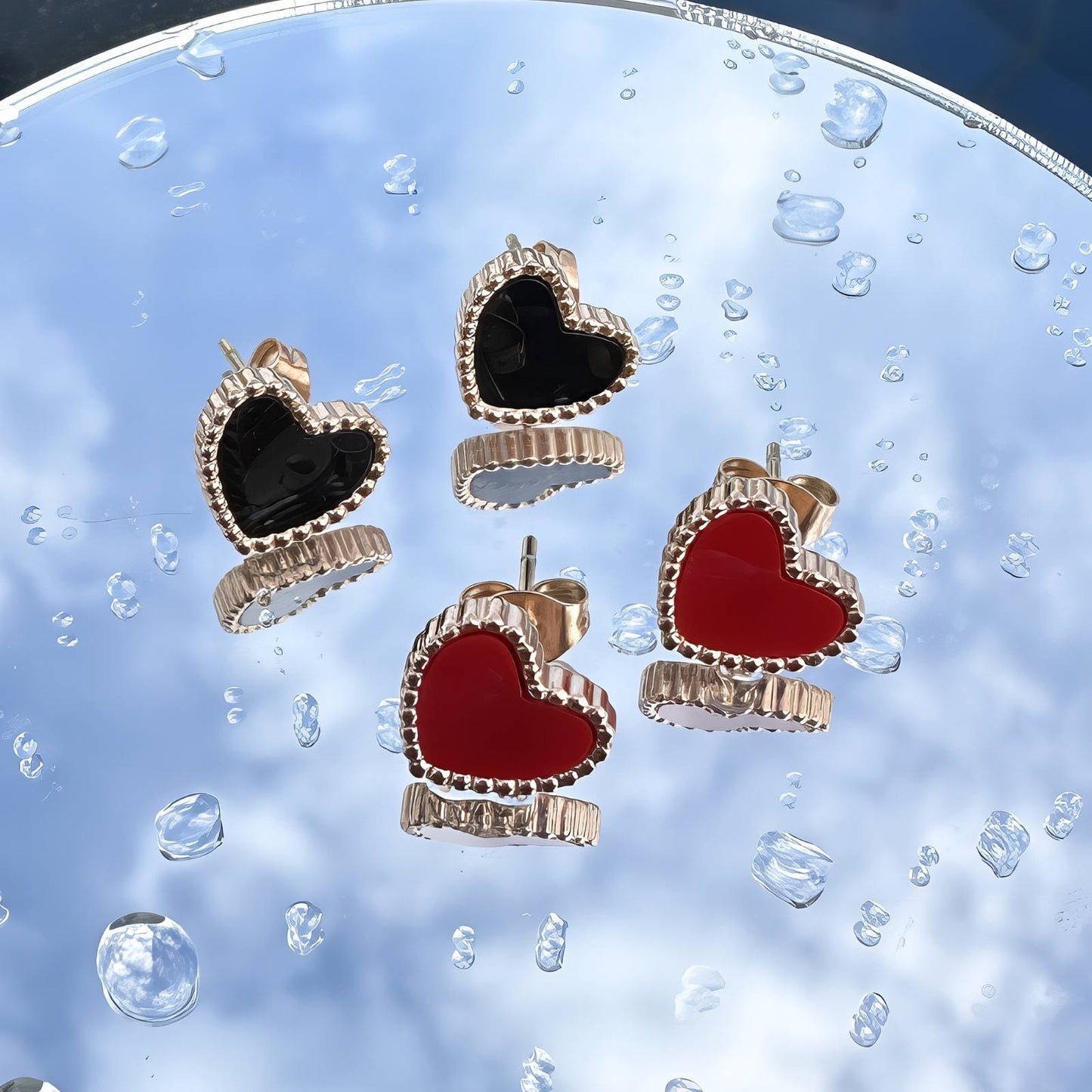 18K gold plated Stainless steel  Hearts earrings