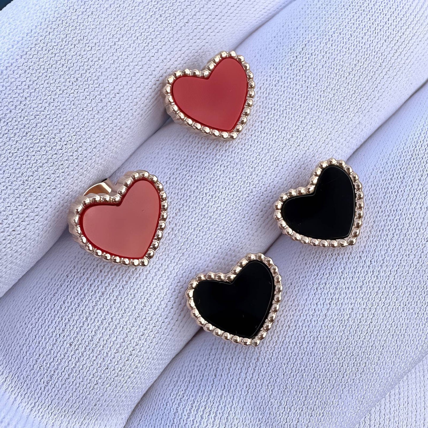 18K gold plated Stainless steel  Hearts earrings