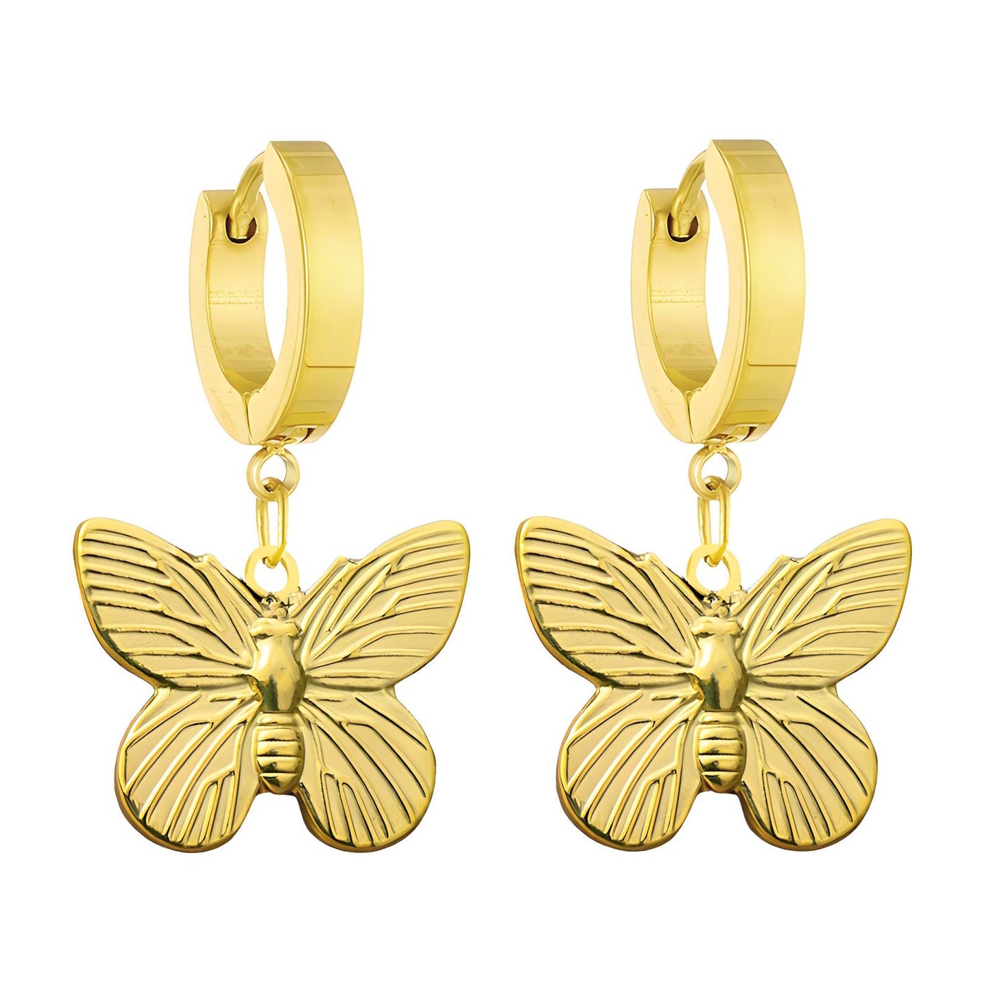 18K gold plated Stainless steel  Butterflies earrings