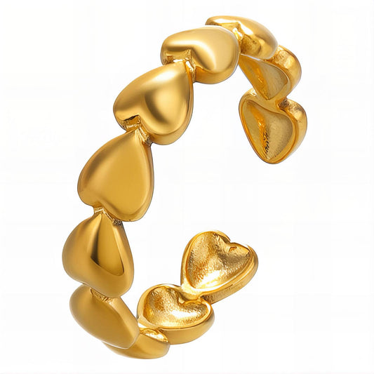 18K gold plated Stainless steel  Hearts finger ring