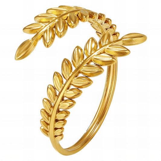 18K gold plated Stainless steel  Leafs finger ring