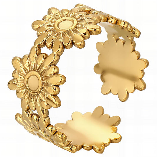 18K gold plated Stainless steel  Flowers finger ring