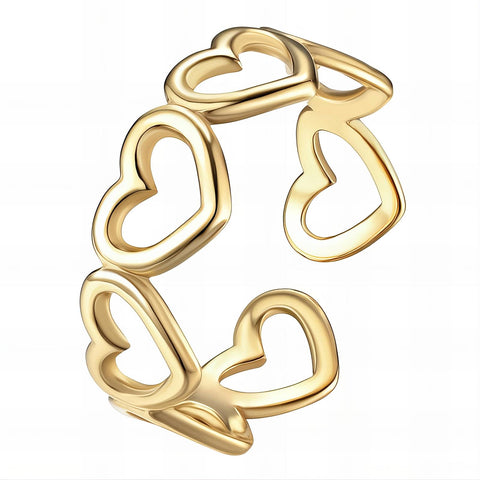 18K gold plated Stainless steel  Hearts finger ring