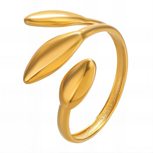 18K gold plated Stainless steel  Leafs finger ring