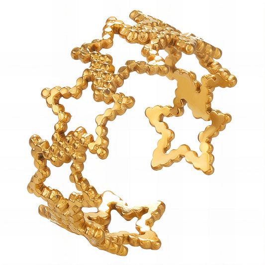 18K gold plated Stainless steel  Stars finger ring