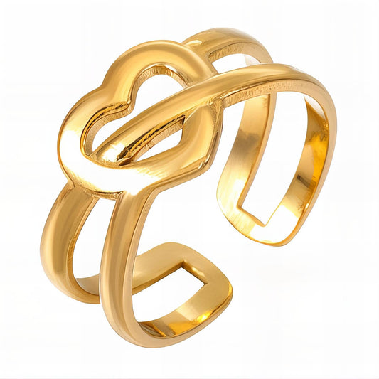 18K gold plated Stainless steel  Heart finger ring