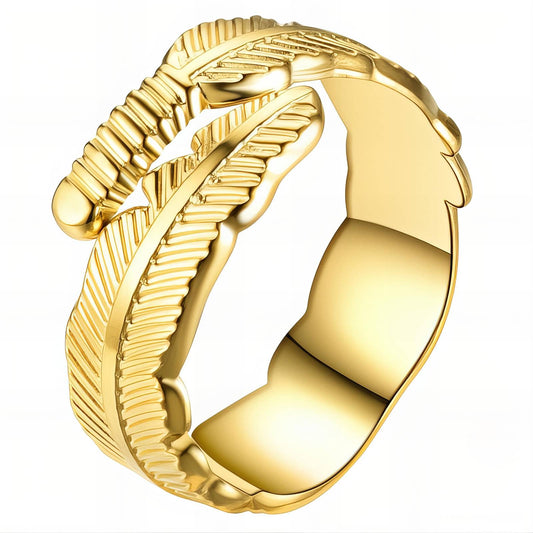 18K gold plated Stainless steel  Leaf finger ring