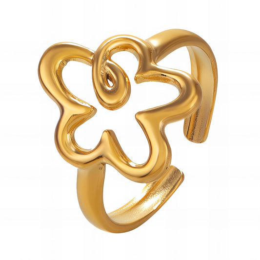 18K gold plated Stainless steel  Flower finger ring