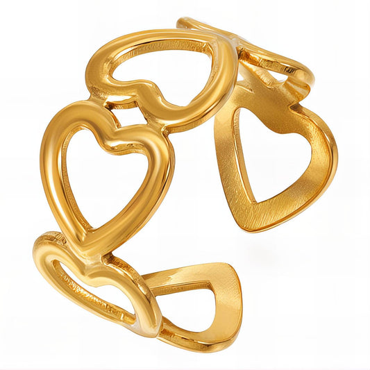 18K gold plated Stainless steel  Hearts finger ring