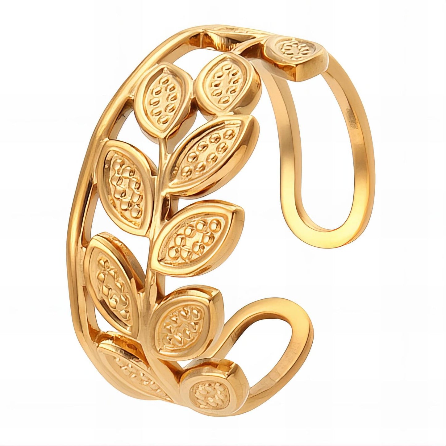 18K gold plated Stainless steel  Leafs finger ring