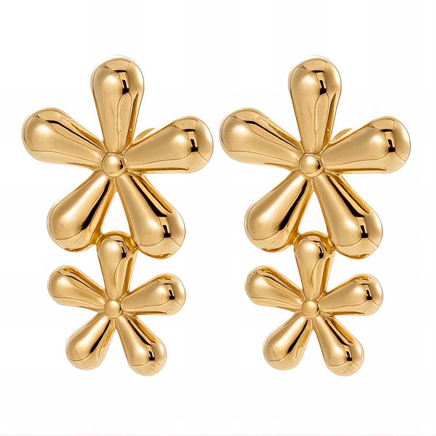 18K gold plated Stainless steel  Flowers earrings