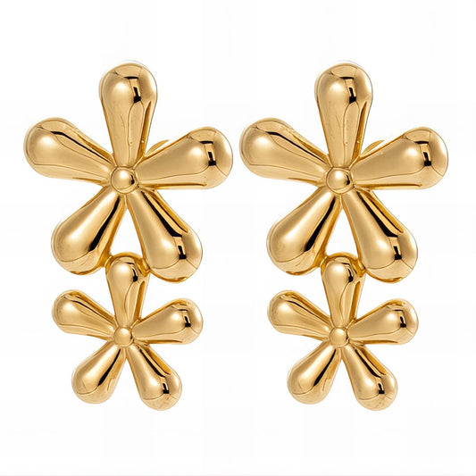 18K gold plated Stainless steel  Flowers earrings
