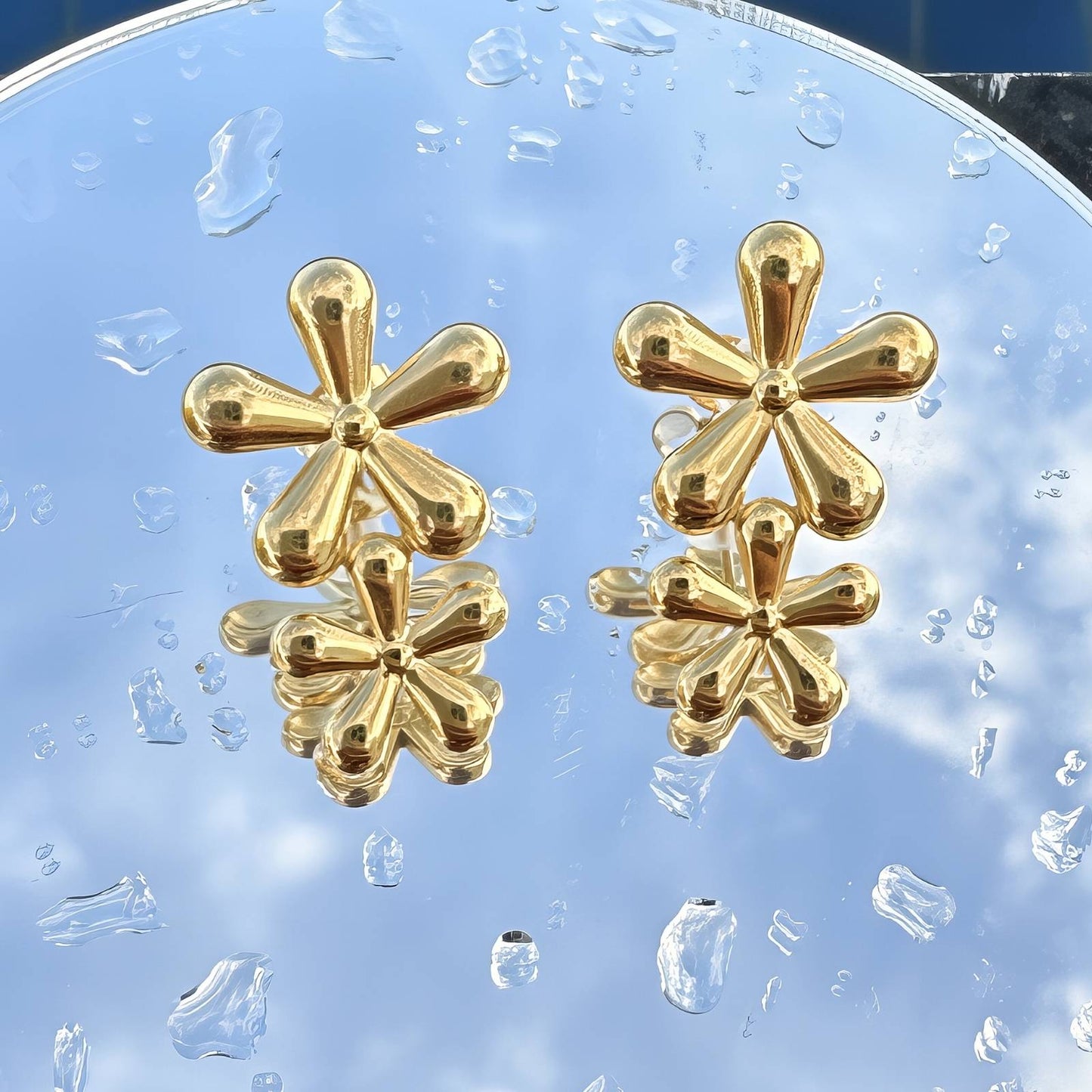18K gold plated Stainless steel  Flowers earrings