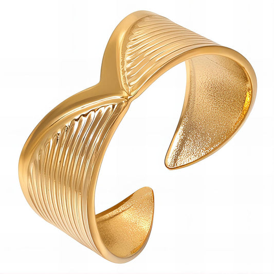 18K gold plated Stainless steel  Letter V finger ring