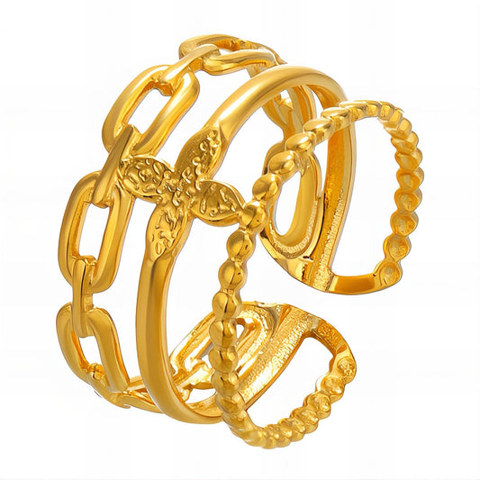 18K gold plated Stainless steel  Flower finger ring
