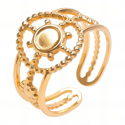 18K gold plated Stainless steel  Flowers finger ring