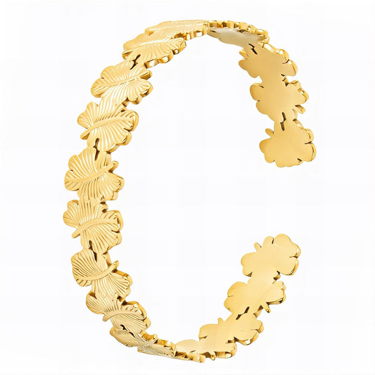 18K gold plated Stainless steel  Leafs bracelet