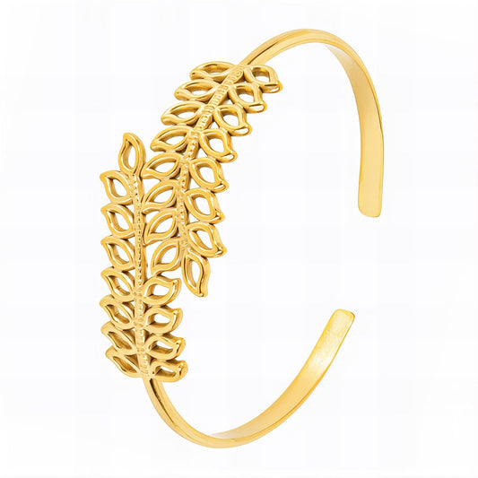 18K gold plated Stainless steel  Leafs bracelet